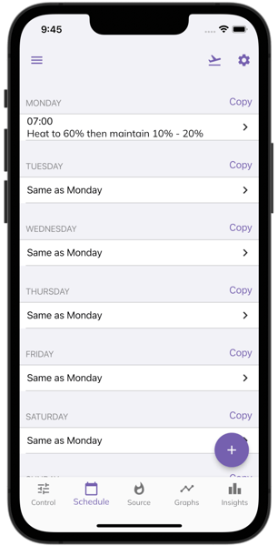 Mixergy consumer app - full schedule